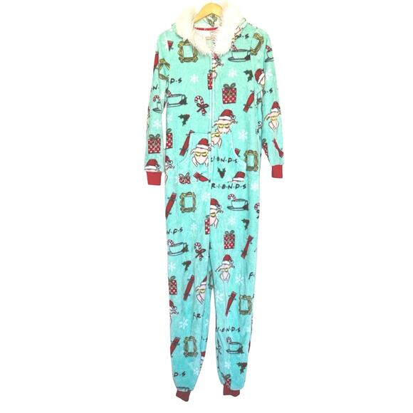 Friends Pajamas Womens Size Medium (8-10) One Piece Christmas Winter PJ’s - Picture 2 of 10